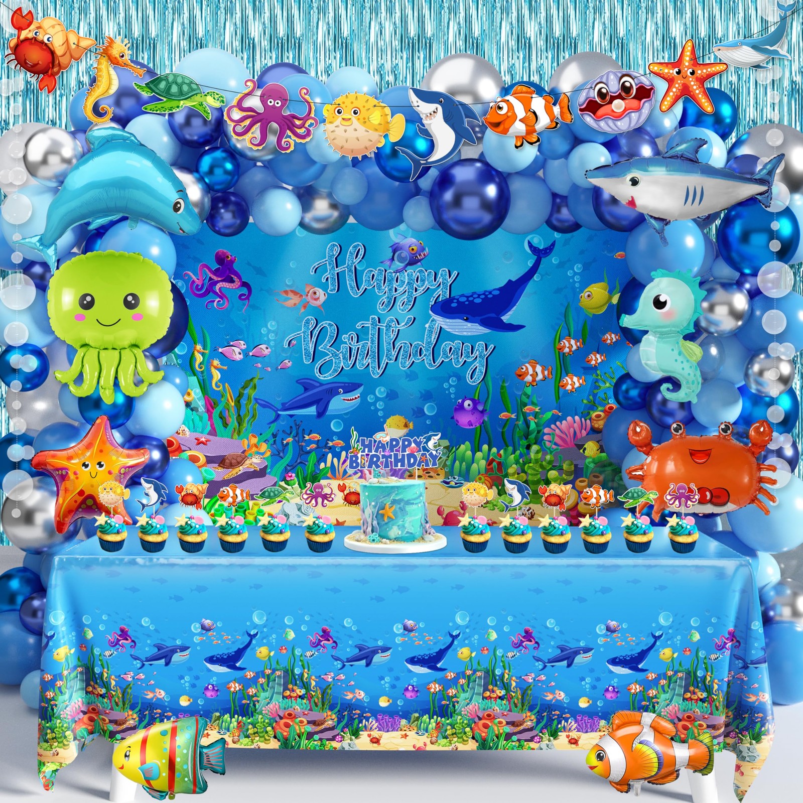 Under the Sea Party Decorations 98Pcs, Ocean Theme Birthday Party Supplies In...