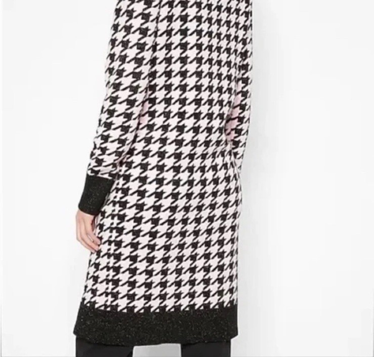 Express Pink Houndstooth Open Duster Cardigan Siz… - image 5