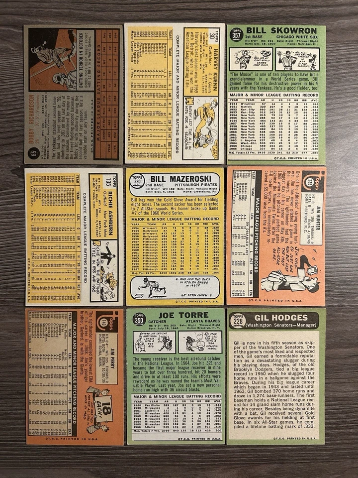 Lote de (9) Topps años 60 EX-NM HOF vintage MLB Foto 2 de 2