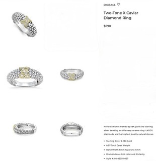 Anillo de caviar LAGOS de dos tonos con detalles de diamantes de plata de ley