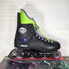 Size 13 - Roces ATH Athens 1992 Vintage Inline Road Skates - Green / Purple