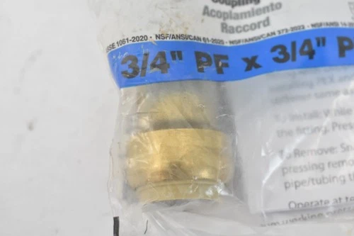 Lot of 2 PlumBite Push On Coupling 3/4" x 3/4" C77401LF Push On Fitting Set - Picture 3 of 6