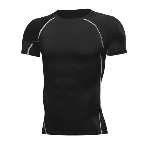 Men's elastic short sleeve compression t-shirt sport summer spring autumn - Picture 16 of 31