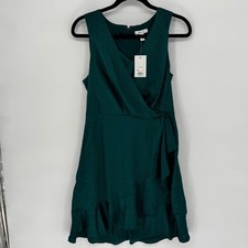 Nine West Brazilian Teal Crocodile Print Sleeveless Wrap Mini Dress Size Medium