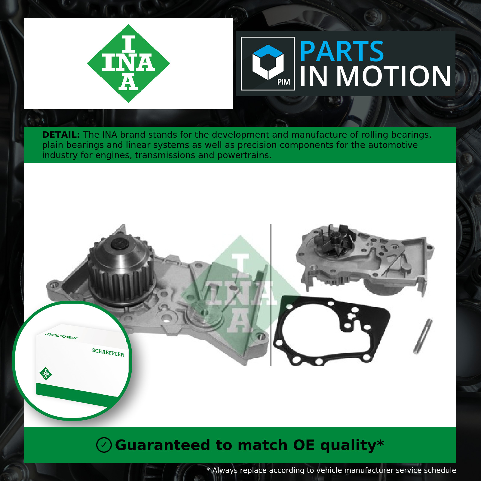 Water Pump fits RENAULT Coolant INA 210100753R 210105296R 7700105176 7700105378