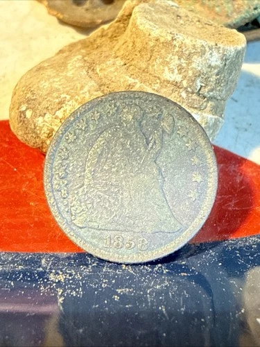 Dug Civil War 💥 🇺🇸 💣   Silver 1858 Half Dime Coin PH LA