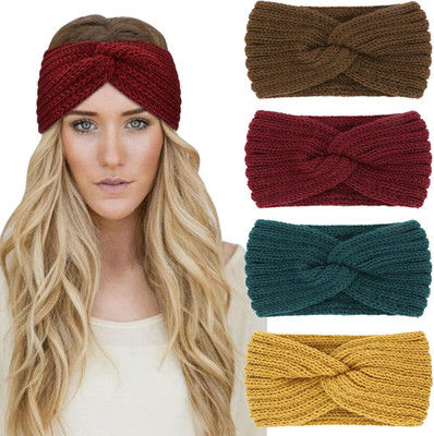 DRESHOW Knit Crochet Headband for Women Ear Warmer Soft Turban Stretch Warmer He
