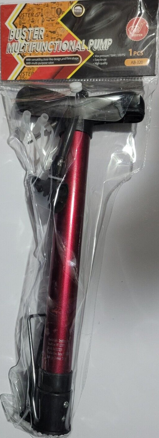 BUSTER Bike Medium Tire, Hand Air Pump Switchable Fits Presta & Schrader Red