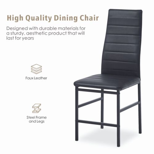 Set of 4pcs High Back PU Leather Seat Padded Dining Chairs Dining Room Kitchen - Picture 21 of 44