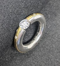 Spannring aus Sterlingsilber und Gold 750 mit Moissanit  FLAMERE Design