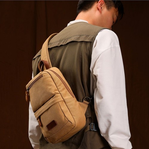 Bolso Bandolera de Lona para Hombres De Colección Informal Bandolera de Hombro Bolsas de Pecho Senderismo Mochila de Día - Imagen 10 de 19