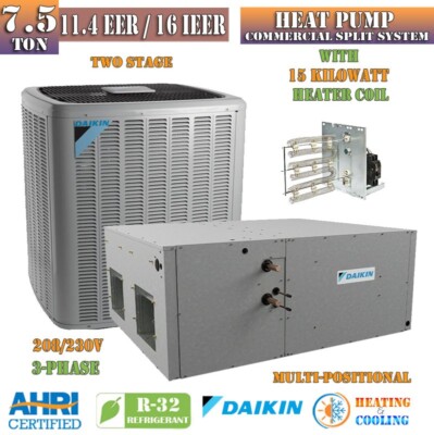 Daikin 7.5 Ton 11.4 EER 16 IEER Commercial Heat Pump System Two Stage 208/230V
