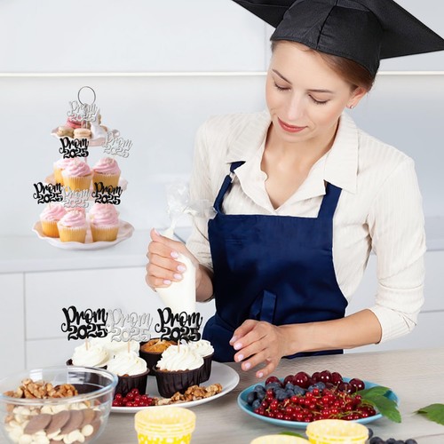 36 PCS Prom 2025 Cupcake Toppers Glitter Prom Night Party 2025 Graduation Cup... - Picture 7 of 7