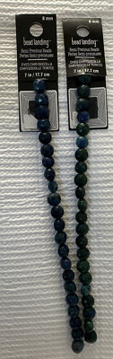 LOT of 2 BEAD LANDING 7  DYED CHRYSOCOLLA Blue Faceted Coin 8mm Semi-precious