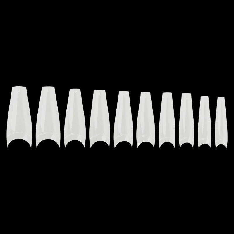 600 Coffin Extra Long Tapered C Curve Acrylic Half Cover French False Nail Tips  - Image 4 of 4
