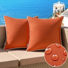 2 Pack  Decorative Burnt Orange Colored 18X18 Outdoor Waterproof Pillow Covers