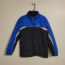 Vintage Nike Jacket Boys XL Blue Puffer Windbreaker Reversible Youth Kids