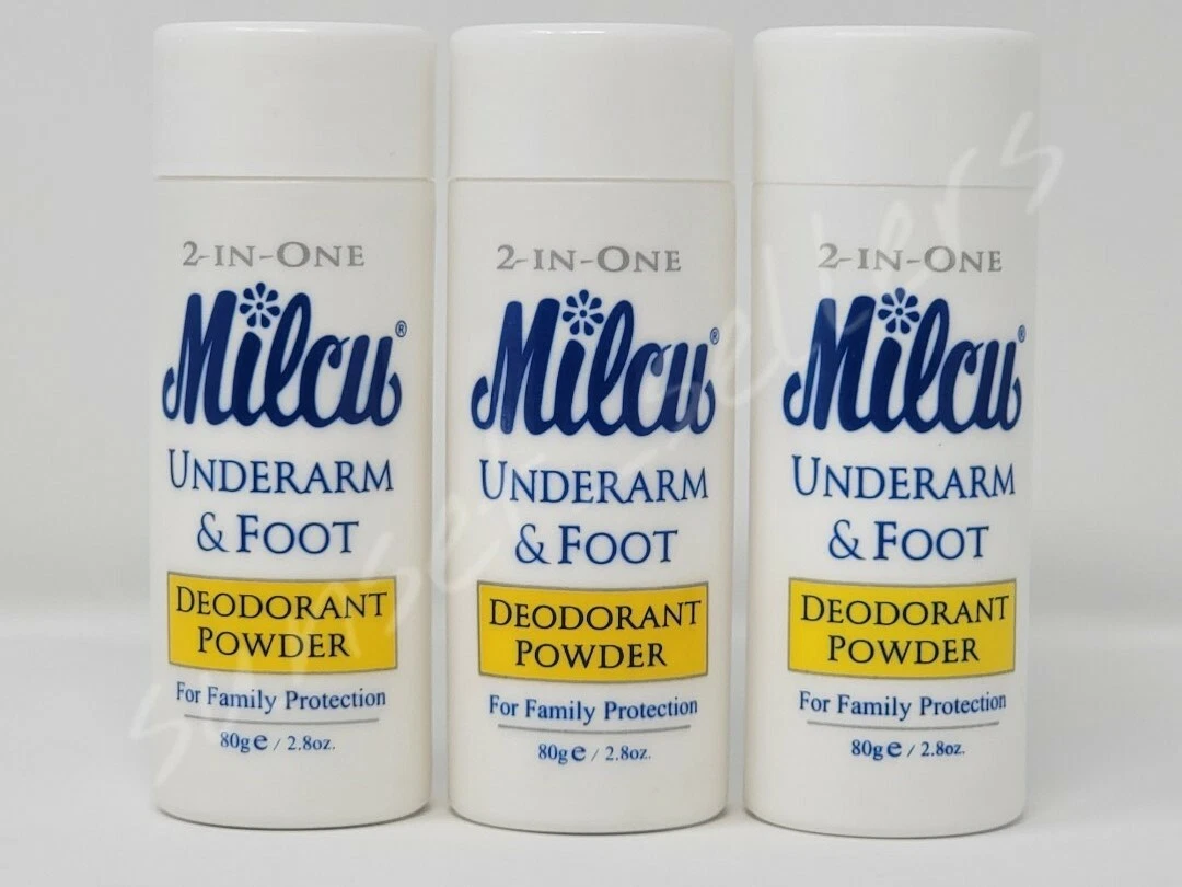 Milcu 2-in-One Underarm & Foot Deodorant Powder 80g (Lot of 3)