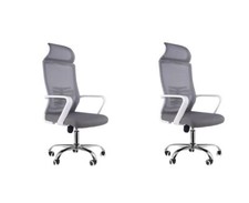 2x Ergonomic Mesh Office White Chair Lumbar Support Desk Swivel Computer Chair