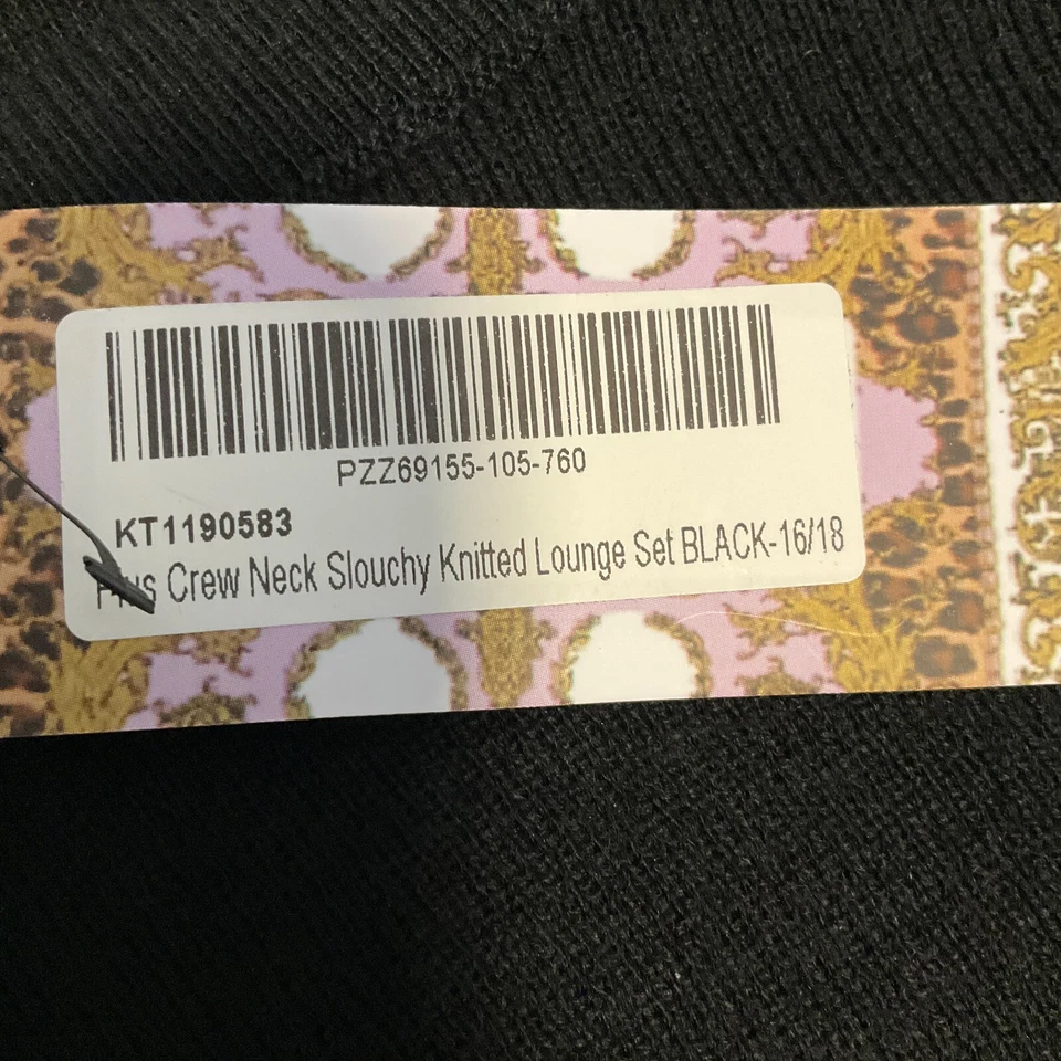 Conjunto de salón Boohoo para mujer talla 16/18 negro elástico manga larga bolsillos cordón Foto 4 de 4