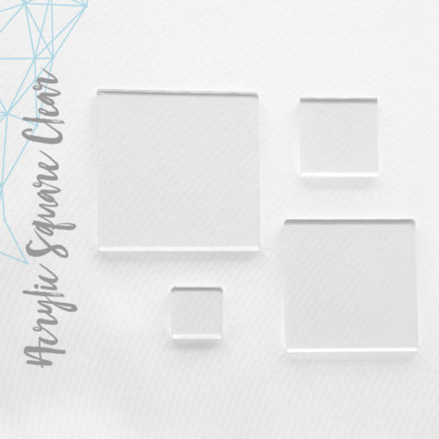 CLEAR ACRYLIC SQUARE BLANK 1/16'' THICK- (PACK 25-50-100) SELECT SIZE