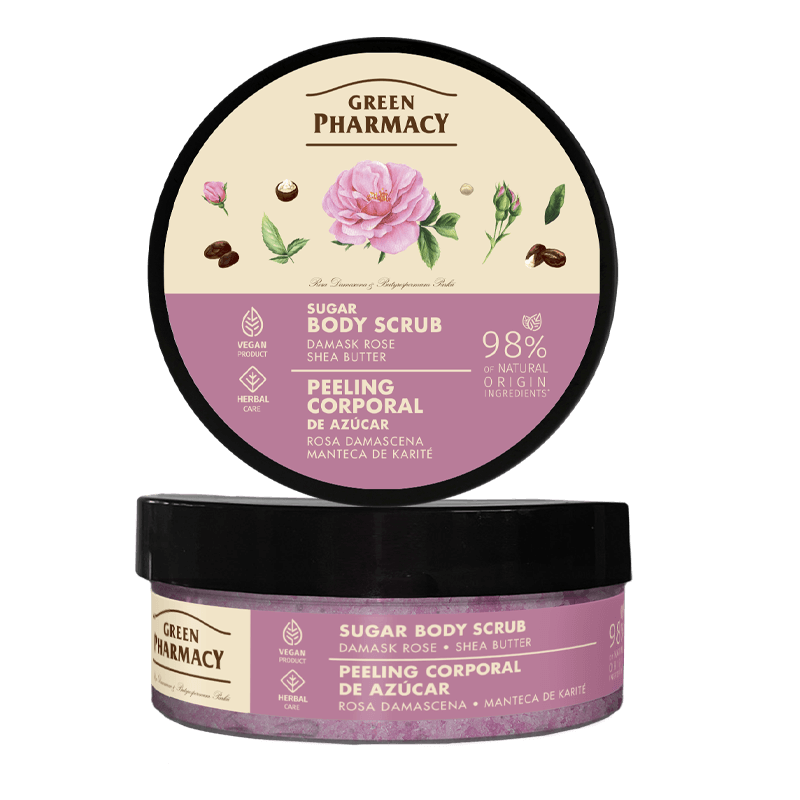 Green Pharmacy Sugar Body Scrub Damask Rose Shea Butter 200ml