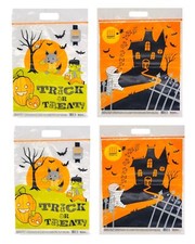 Halloween Trick or Treat Bags 4 Pack 20 x 14 inch Kids Clear Zip Top Candy Tote