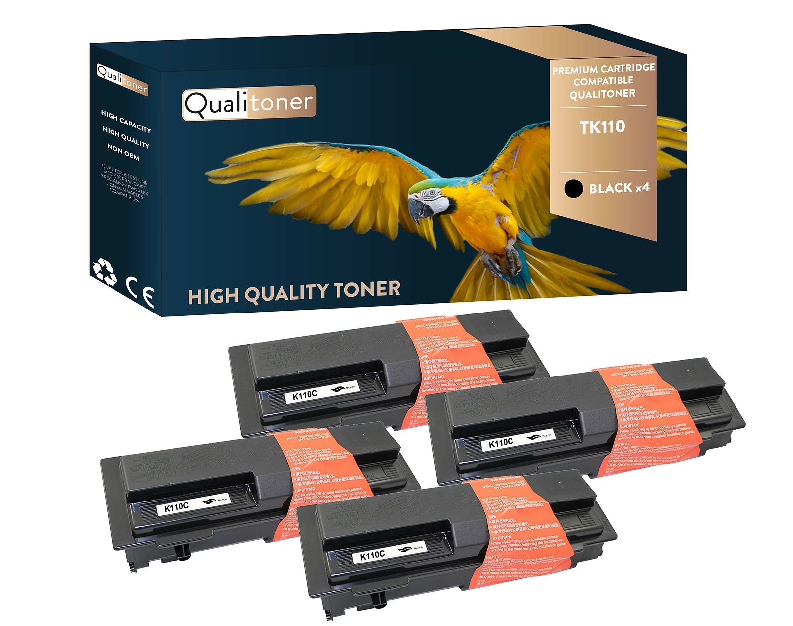 Toner TK110 noir haute capacité Qualitoner pack de 4 pour impression laser nette