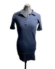 Thom Browne Dress Women Small Shirt Bodycon Dress Stretch Navy Blue Size XS