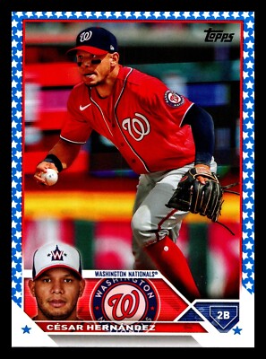 #244 Cesar Hernandez Wash Nationals 2023 Topps Rare Blue Star Parallel PR : 299
