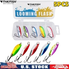 THKFISH 5pcs Metal Fishing Spoon Fishing Lure Bass Trout Perch Fishing Tackle