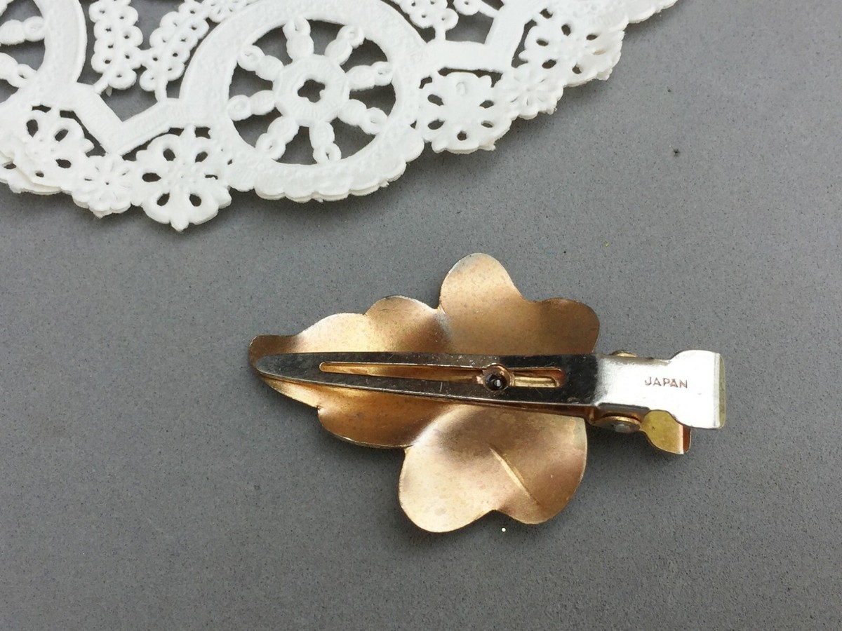 Vintage Goldtone Ornate Leaf/Pearl Hair Clip Made in Japan Iaceble Vintage Gold Leaf Hair Clip - Bohemian Greek Goddess  main image 3
