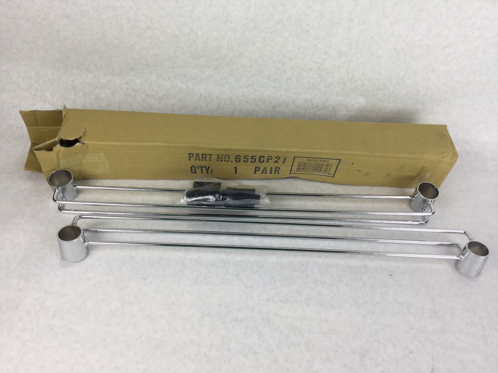 NEXEL Chrome Shelving Bar for Wired Shelving, 1 Pair, 655CP21, w/4