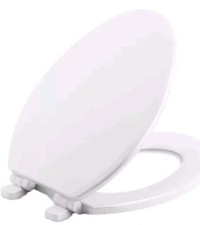 Kohler Ridgewood Quiet-Close Elongated Antimicrobial Toilet Seat, Wood, White...
