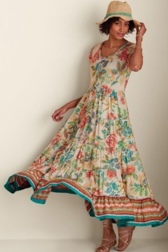 Soft Surroundings Sz Small Floral Tiered Rayon Maxi Kara Dress Boho Cottagecore - Picture 2 of 10