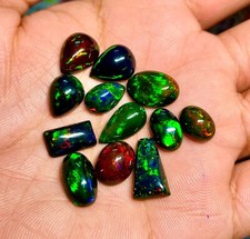 AAA quality Natural Black Opal Loose Gemstones Cabochons Lot Ethiopian Opals