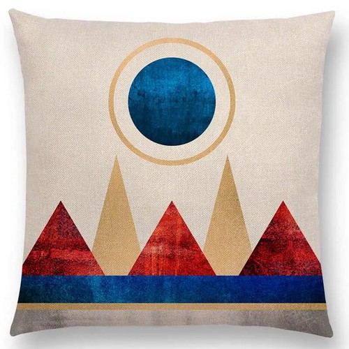 Sunrise And Moon Dreamy Peaks Colorful Mountains Abstract Triangle Cushion Cover - Picture 44 of 49