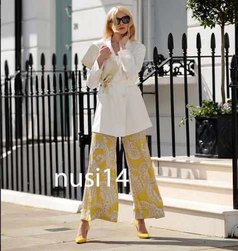 Nuevo Mujer Estampado Cachemir ZARA Palazzo Pantalones Pantalón Amarillo  XS-XL 2809/831 | eBay