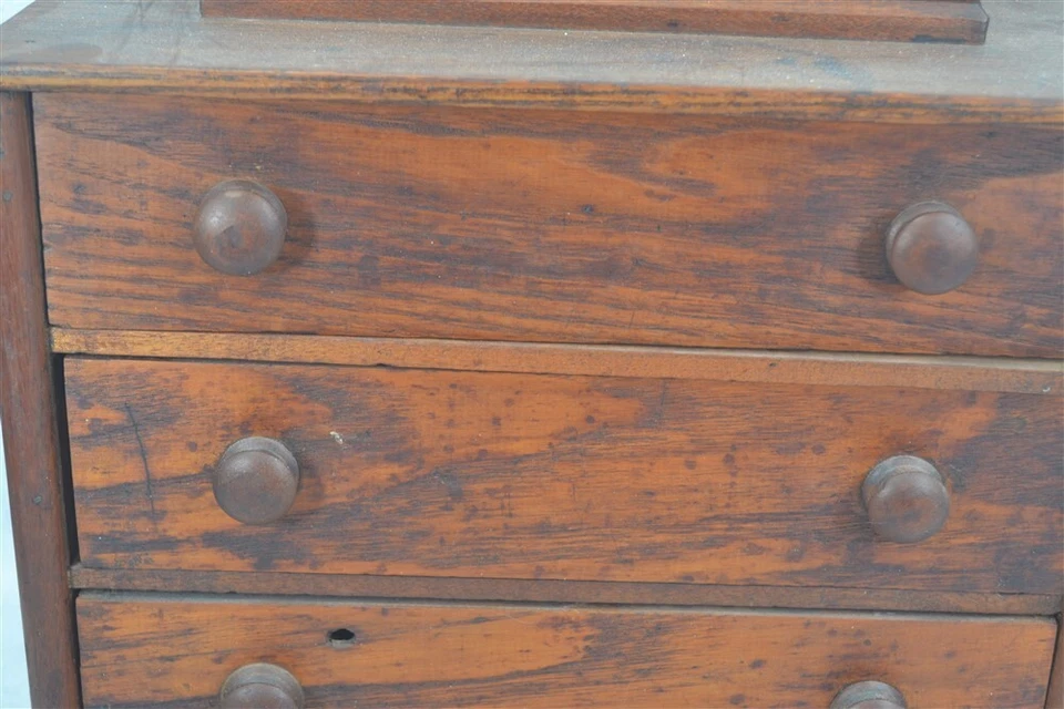 antiguo cofre oficina vendedor muestra muñeca 3 dibujos 14x12x8 madera 1890 original Foto 2 de 4