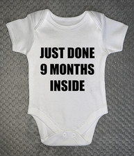 9 Months Inside BABY GROW clothing vest body suit baby shower gift 4 sizes funny