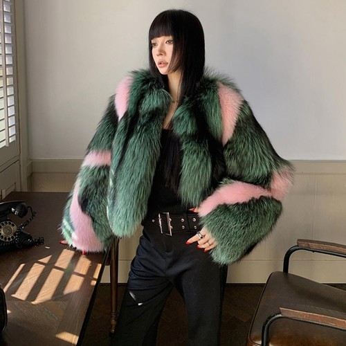 Winter Fashion Woman Real Silver Fox Fur Short Jacket Luxury Coat Warm