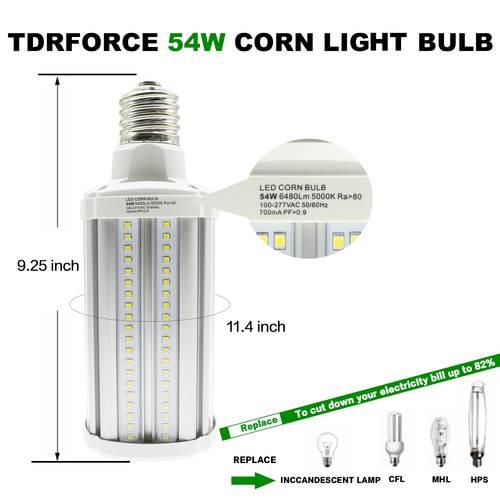 LED Corn Light Bulb 54w/60w 5400/6000 LM Super Bright E39 Base 50000 HR Lifespan - Picture 4 of 16