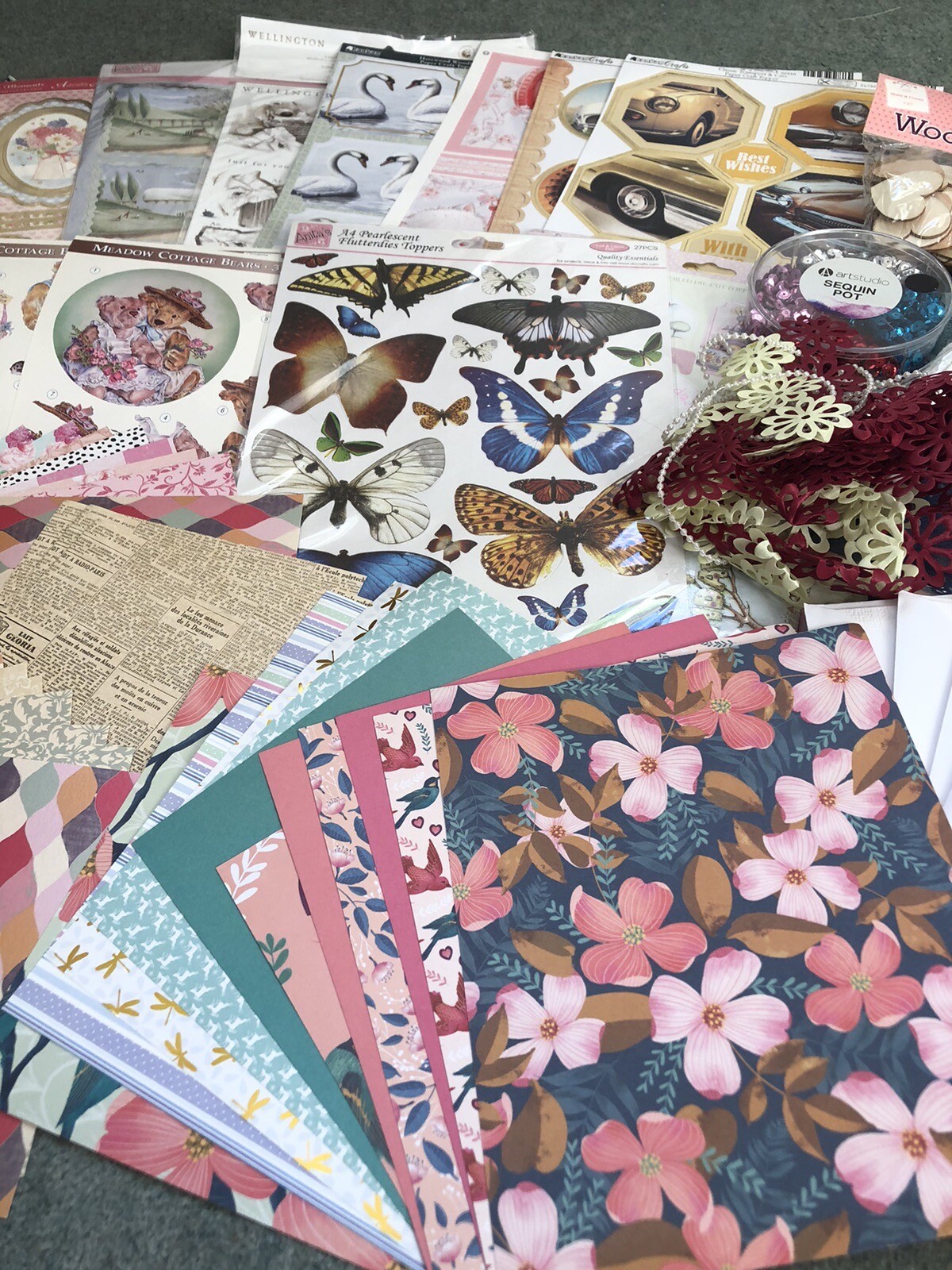 Job lot Of Cardmaking And Scrapbooking Supplies Toppers, Cards