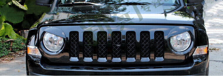 Nicebee 2-Piece Black ABS Headlight Covers For 2011-2016 Jeep Patriot - Easy 3M Tape Installation