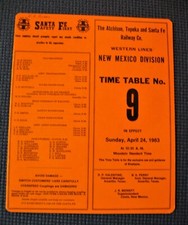 Santa Fe Railway Railroad Employee Timetable New Mexico Division # 9  4/24/1983