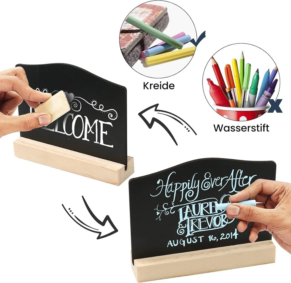 12 Stück Mini Kreidetafel mit Ständer, Kleine Tafel Holzschilder zum Beschriften - Bild 3 von 4