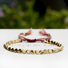 Handmade Lucky Tibetan Buddhist Bangle Rope Bracelets Braided Copper Beads Gift