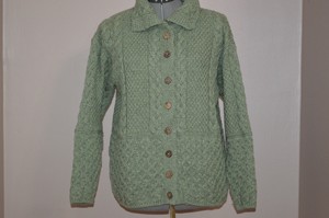 nwot aran sweater market ireland pure new merino olive green wool cardigan xs ebay