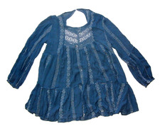 FREE PEOPLE Blue Flowing Lace COUNTRY-STYLE SUMMER DRESS Western Boho Women's M