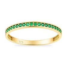 9ct Yellow Gold Cubic Zirconia Emerald Eternity Ring